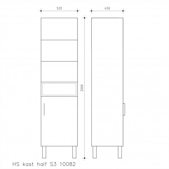 HS-kast half S3 10082